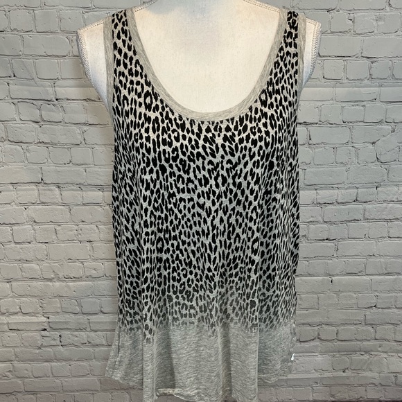 Fabletics Tops - FABLETICS Gray & Black Cheetah Print Racerback Tank Top-XXL